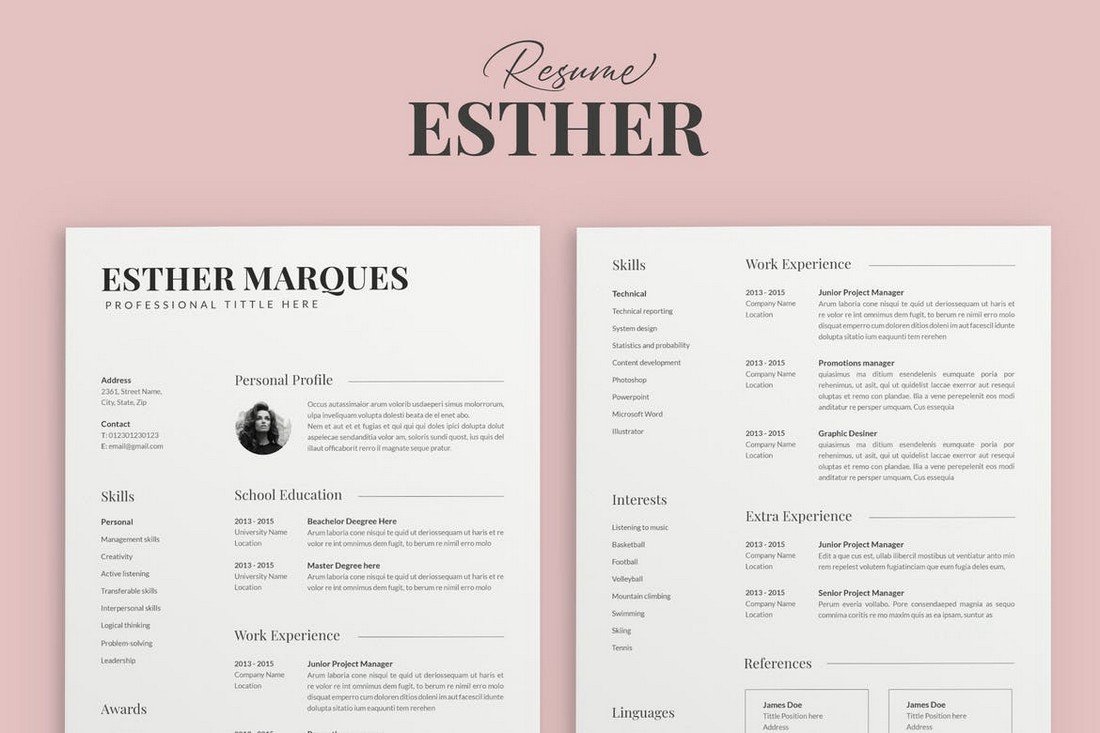 Esther - Professional Resume Template for Pages