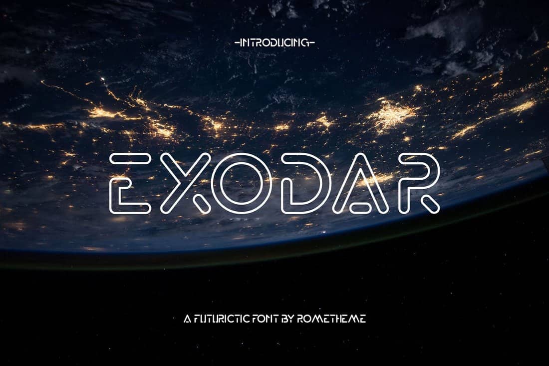 Exodar - Futuristic Outline Font