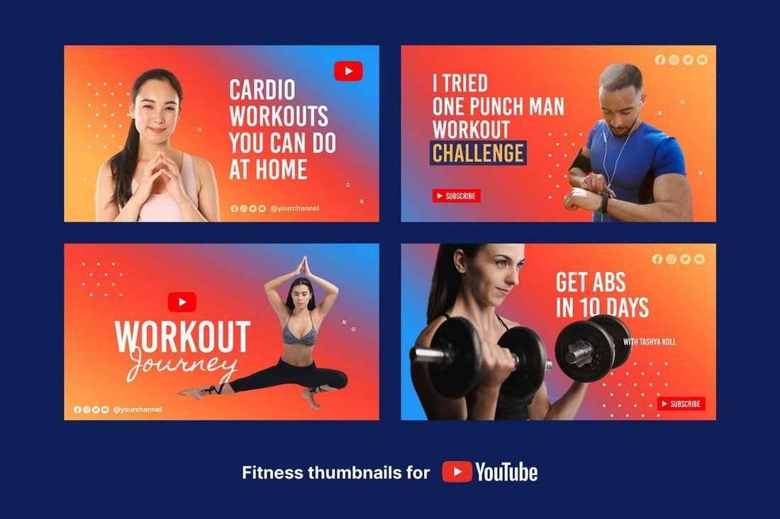 Fitness & Workout Youtube Thumbnail Templates