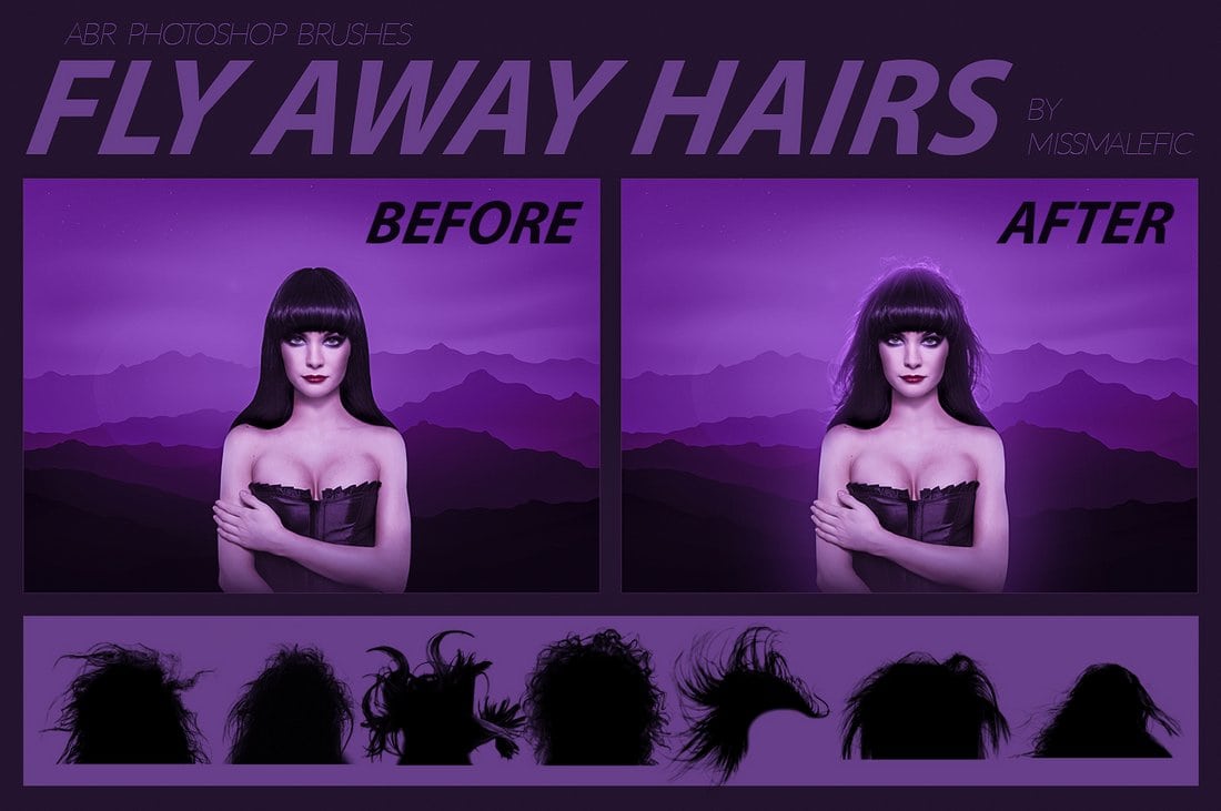Fly Away Free Photoshop Hair Brushes