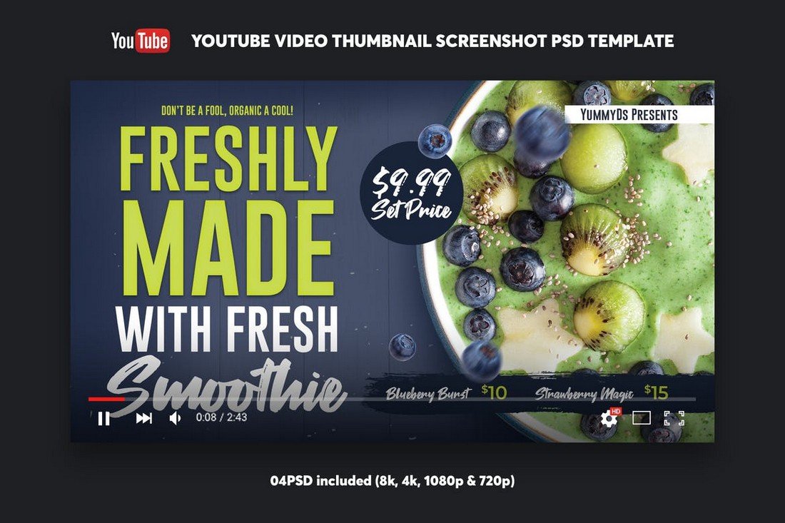 Food Recipe YouTube Thumbnail Template