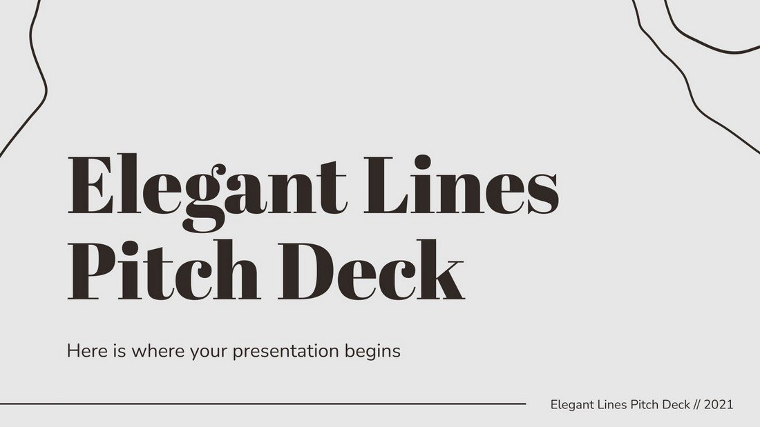 Free Elegant Lines Pitch Deck PPT