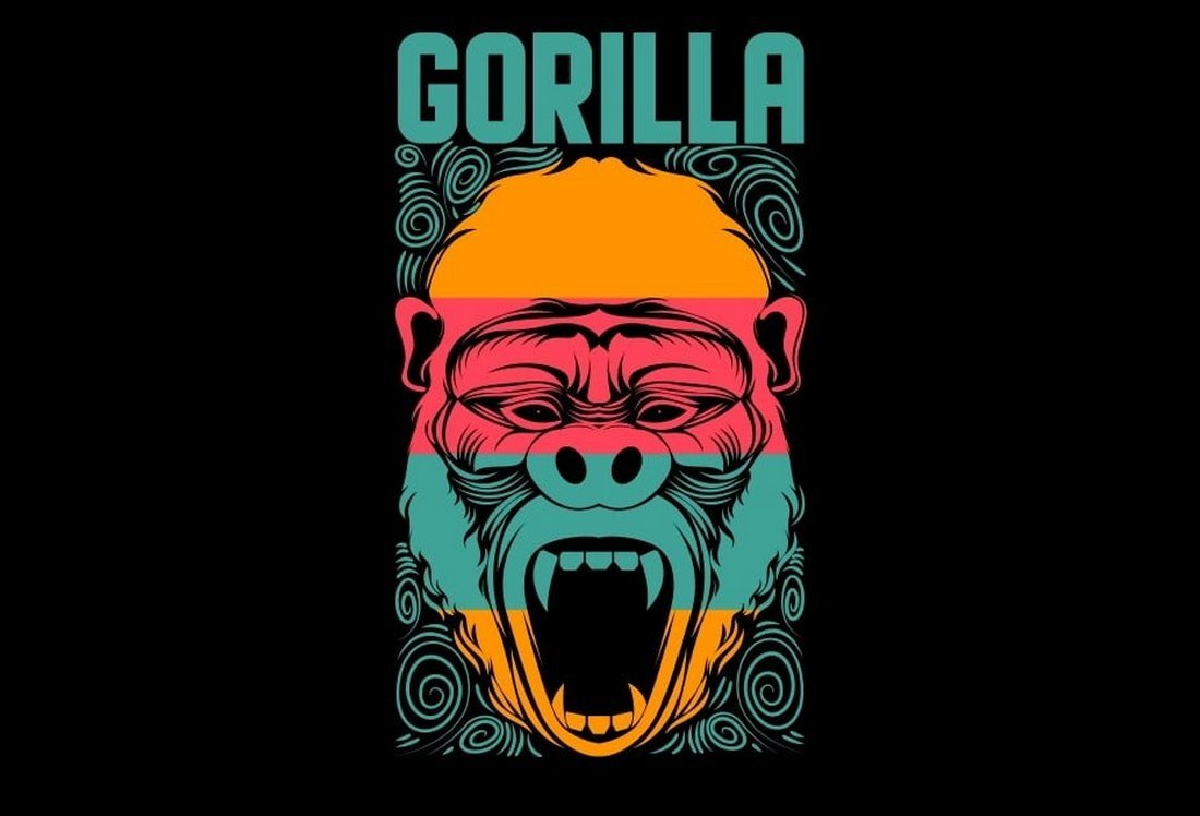 Free Gorilla Face T Shirt Design