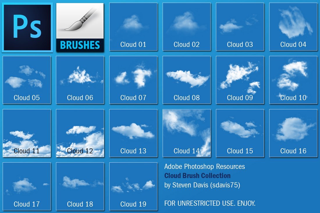 Free Simple Cloud Brushes for Photoshop