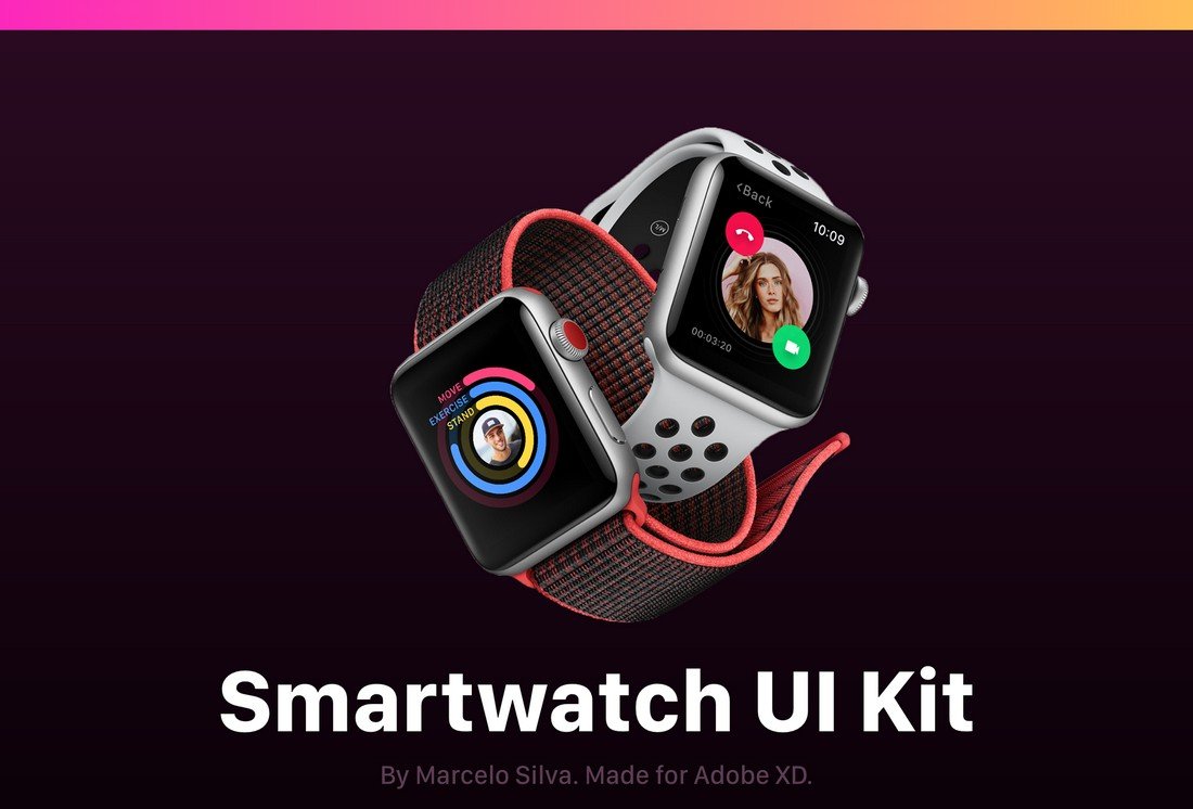 Free Smartwatch UI Kit for AdobeXD