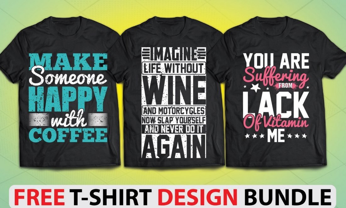 Free Typography T-Shirt Design Bundle