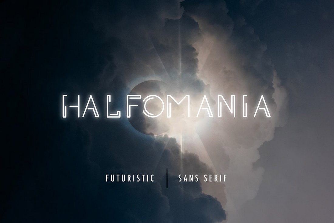 Halfomania - Free Outline Sans Serif Font
