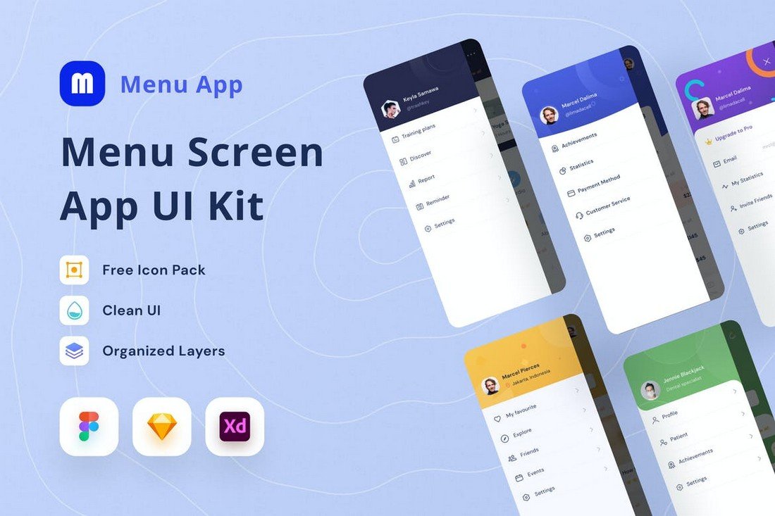 Menu Screen UI Kit for Adobe XD