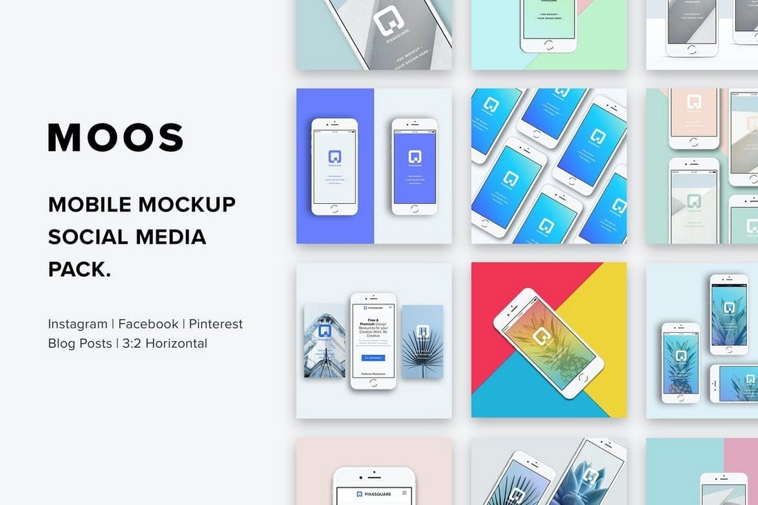 Moos - Mobile Social Media Mockup Pack
