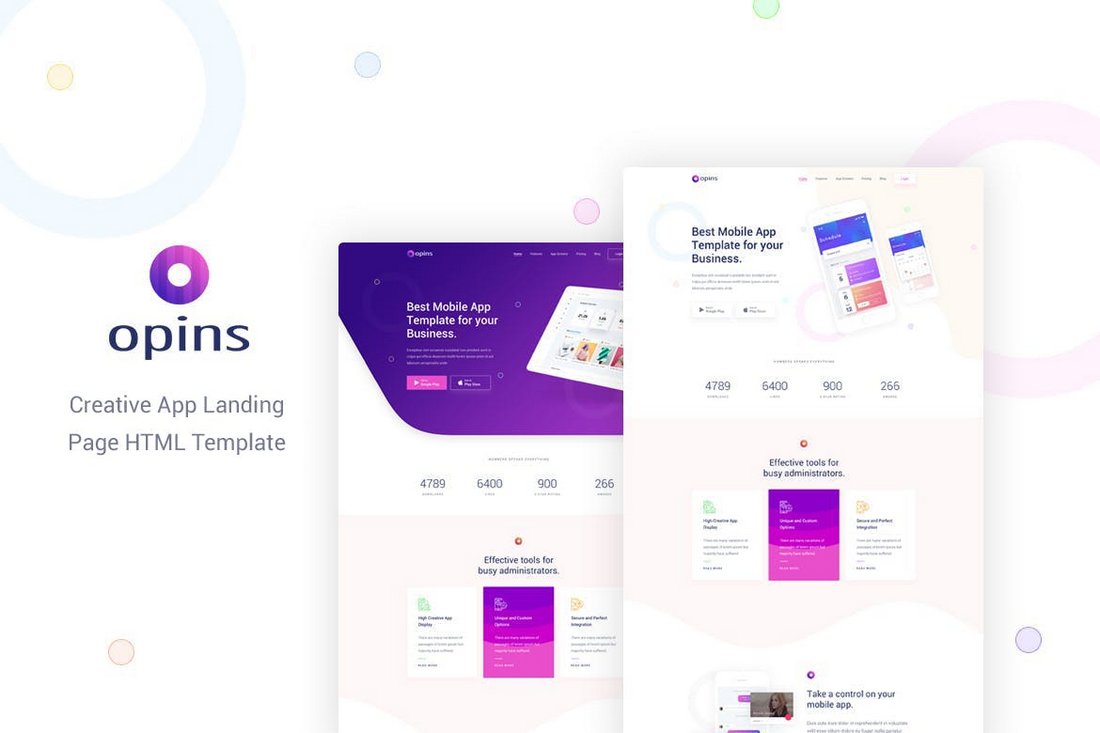 Opins - Creative App Landing Page HTML Template