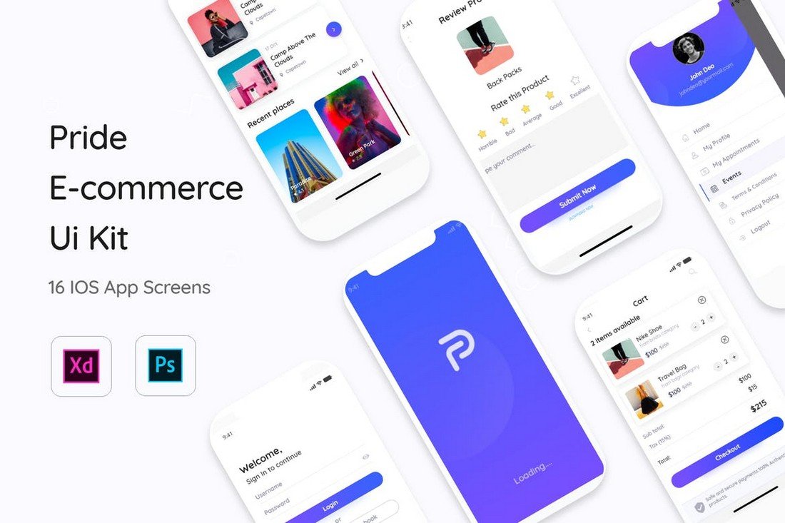 Pride E-Commerce App UI Kit Templates