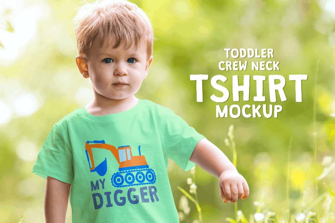 Toddler Boy Crew Neck T-Shirt Mockup