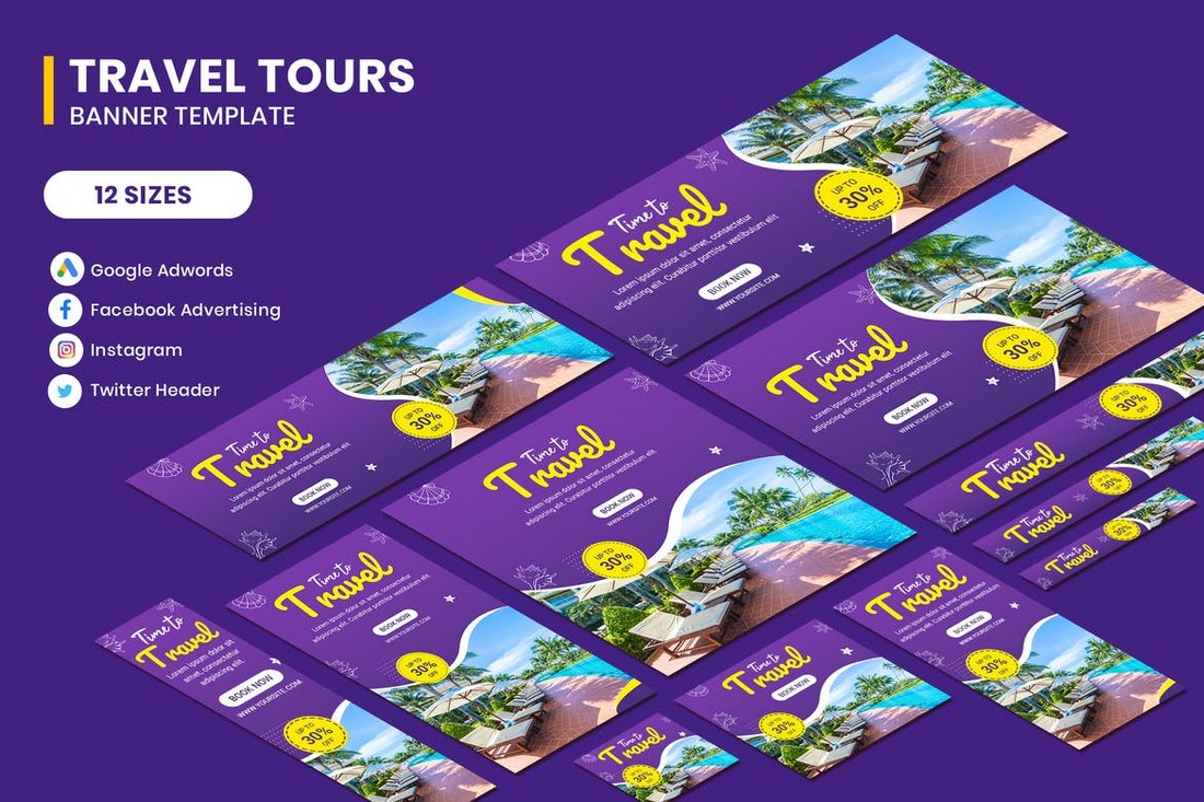 Tour & Travel Social Media Banner Templates Kit