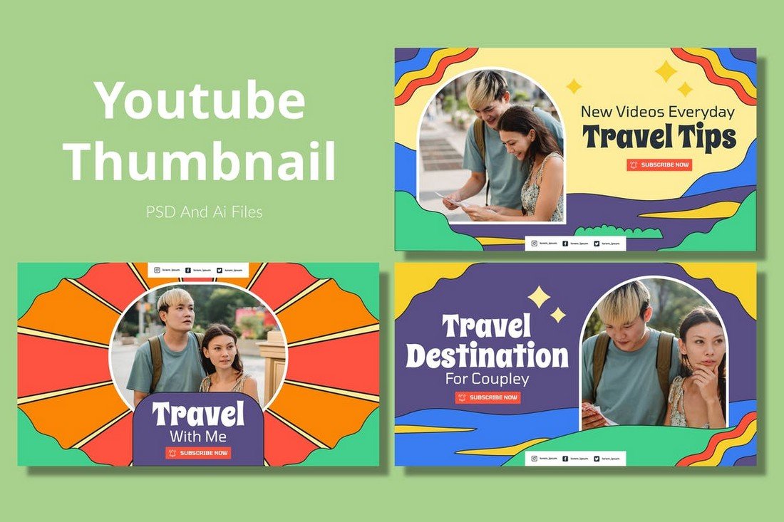 Travelista - Travel Vlog Youtube Thumbnail Templates