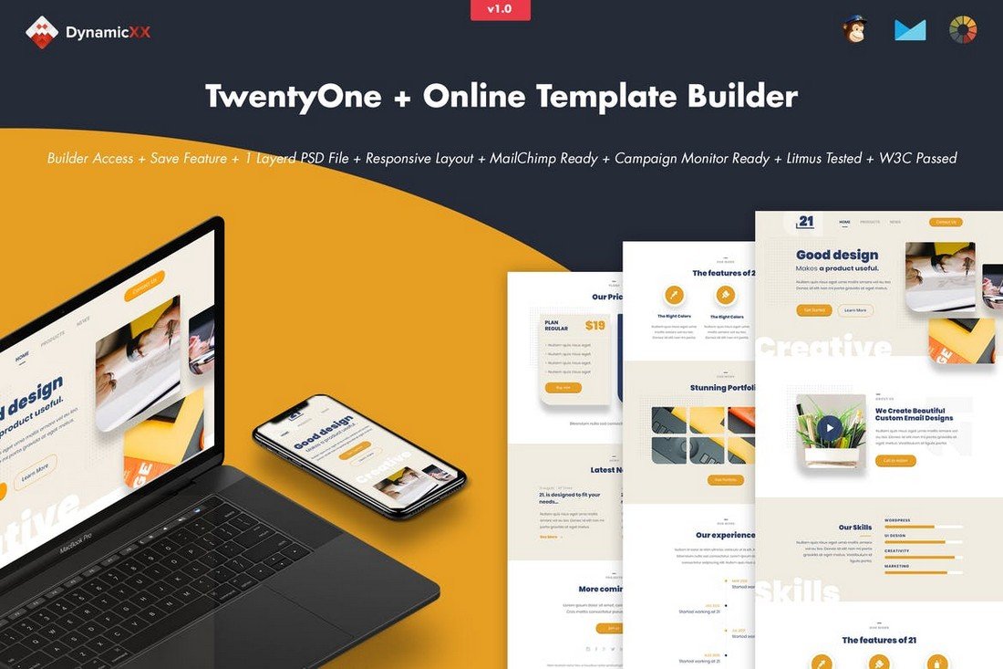 TwentyOne - Creative Portfolio Email Builder
