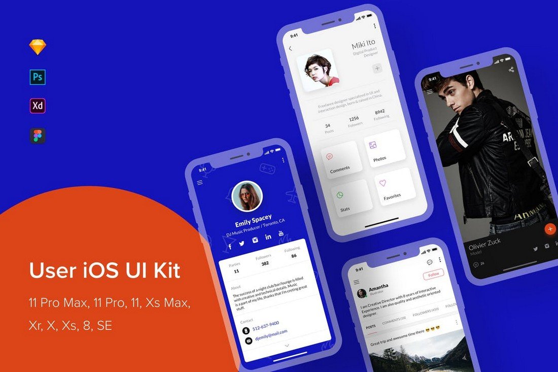 User Profiles iOS UI Kit Figma Templates