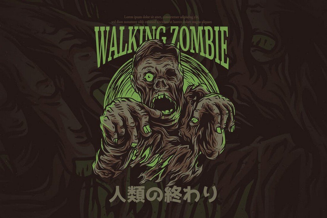 Walking Zombie - Spooky T-Shirt Design