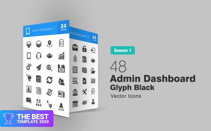 48 Admin Dashboard Glyph Iconset Template.