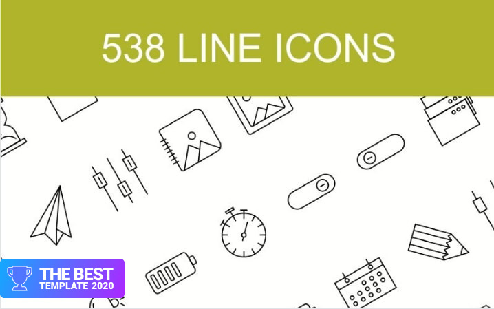 538 Line with 15 Multiple Categories Iconset Template.