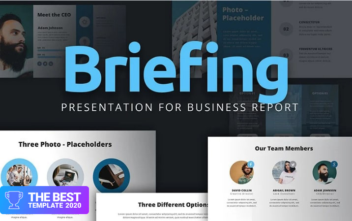 Briefing Presentation For Business Report PowerPoint Template.