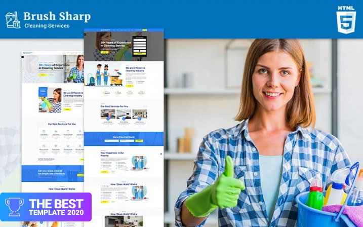 Brush Sharp | Multipurpose Responsive Cleaning Services Website Template.
