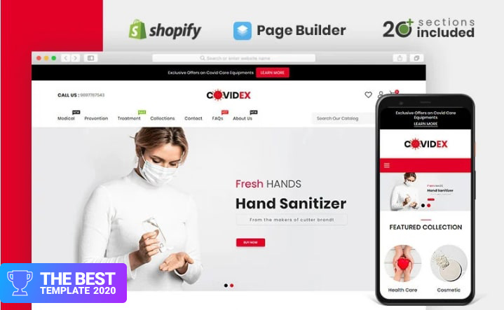 Covidex Health + Medicine Online Store Shopify Theme.
