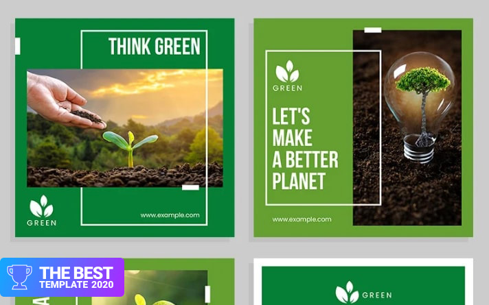 Environment Set with Green Accents Social Media - digital products award