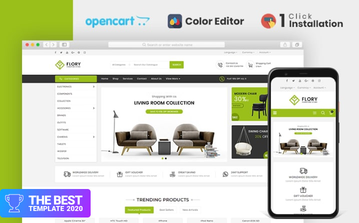 Flory Furniture Store OpenCart Template.