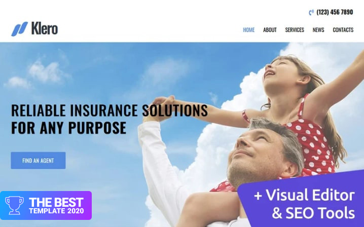 Klero - Insurance Services Moto CMS 3 Template - digital products award