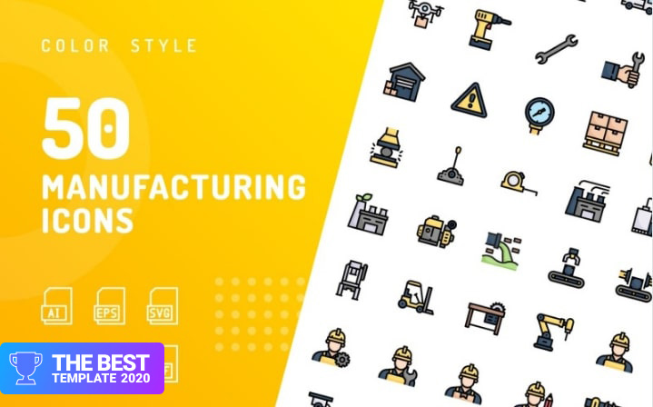 Manufacturing Color Iconset Template.