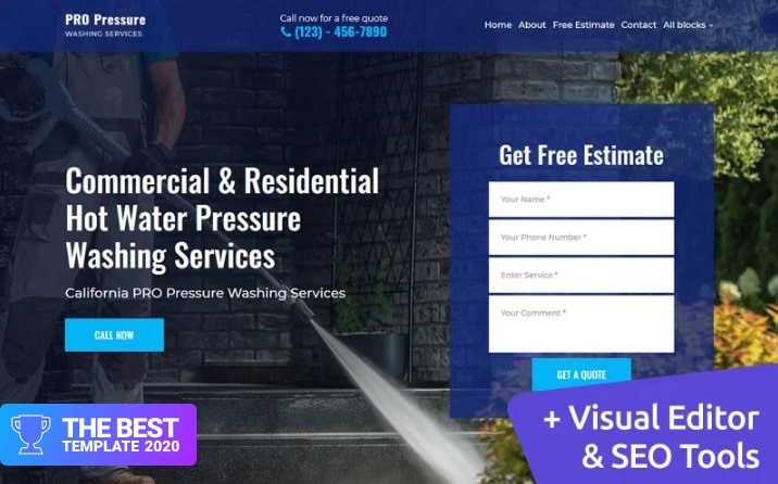 Pressure Washing Landing Page Template - digital products award