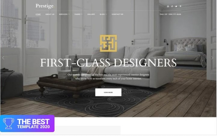Prestige - Interior Design Studio Website Template.