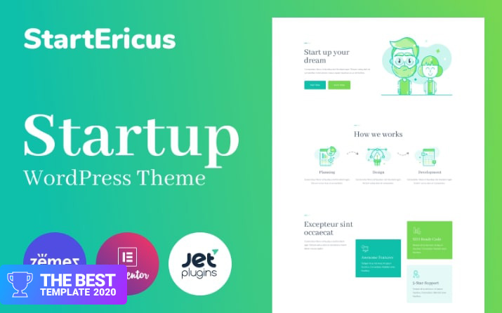 StartEricus - Clean and Minimalistic Startup Landing Page WordPress Theme best digital products