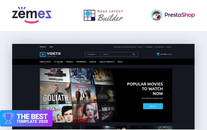 Videtix - Movies Online Store Template PrestaShop Theme.