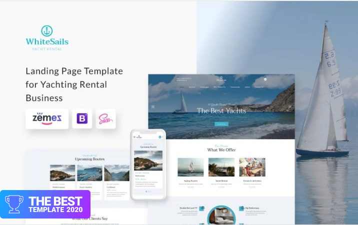 WhiteSails - Yacht Rental Clean HTML Landing Page Template - digital products award